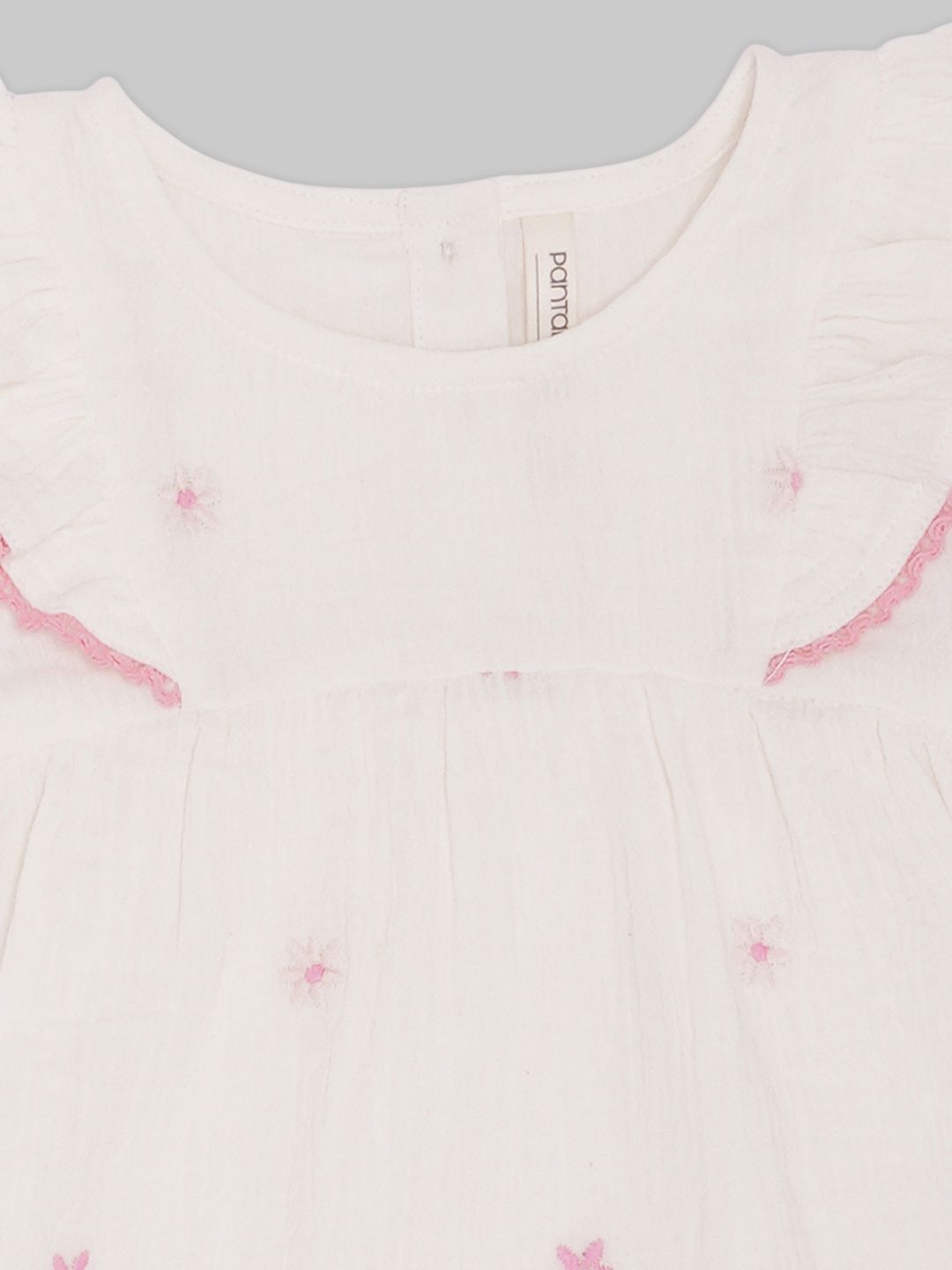 Girls Floral Embroidered Ruffles Cotton Top 4