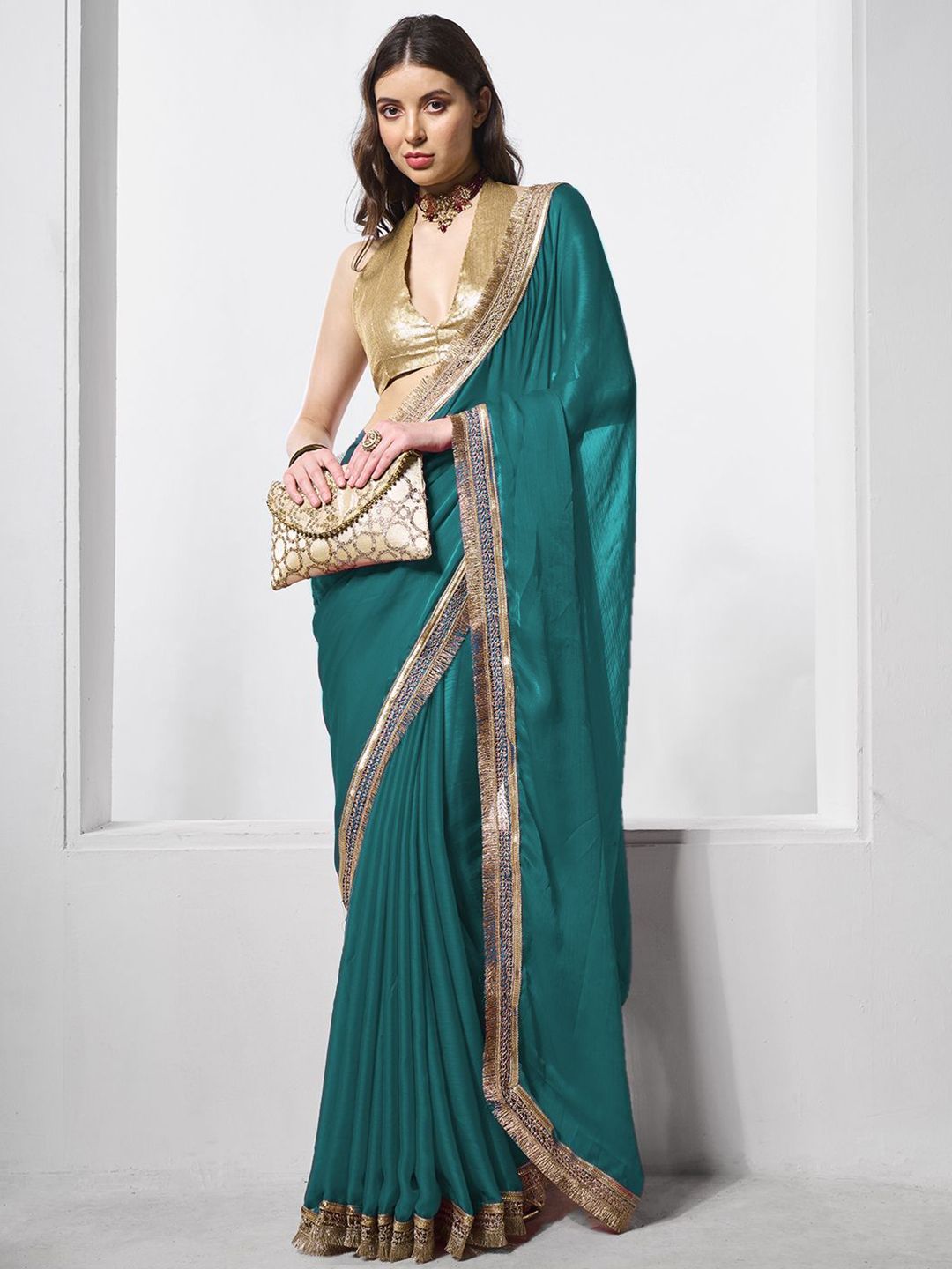 Mitera Embellished Sequinned Pure Chiffon Saree