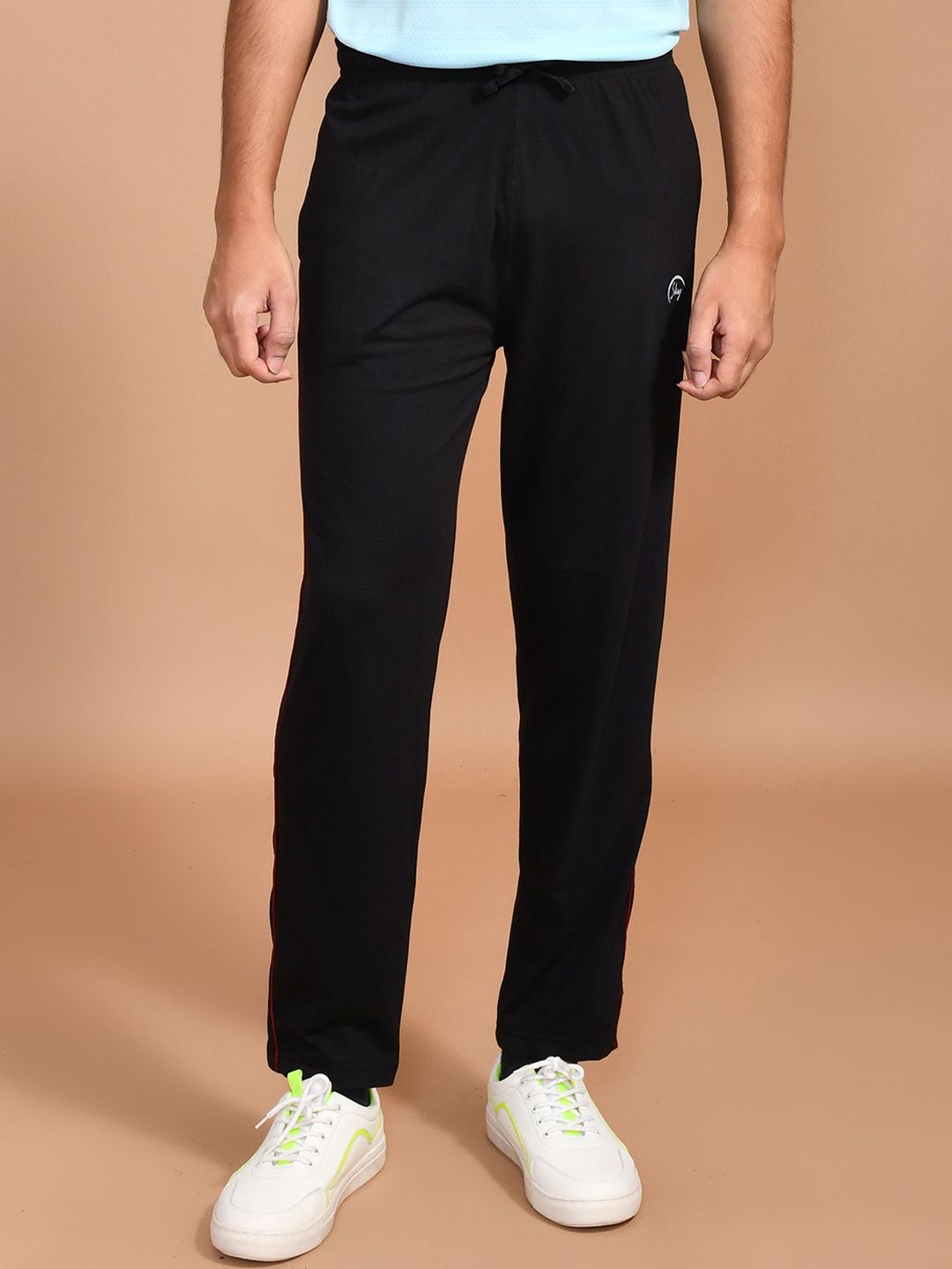 SKYKNIT Men Cotton Mid Rise Piping Track Pants