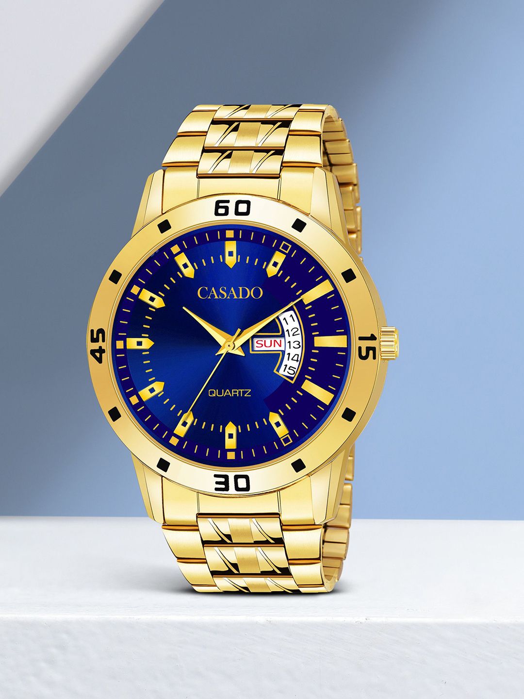 CASADO Men Round Dial & Stainless Steel Analogue Watch CSD-372-BLUE-GOLD-DD
