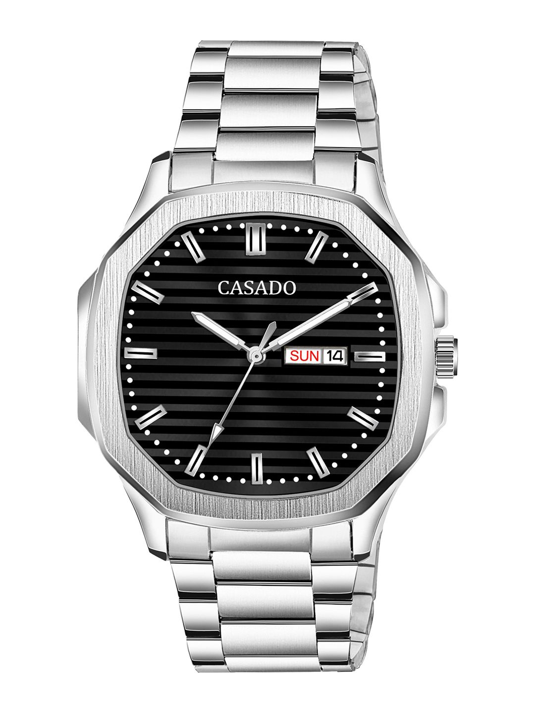 CASADO Men Asymmetric Dial & Stainless Steel Straps Analogue Watch CSD-659-BLACK-SILVER-DD