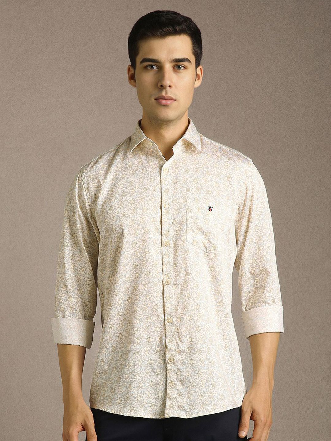 Louis Philippe Sport Slim Fit Floral Printed Long Sleeves Pure Cotton Shirt