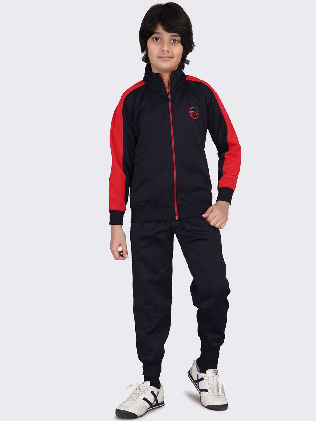 SMSHOPMORE Boys Mock Neck Contrast Sleeve Tracksuit