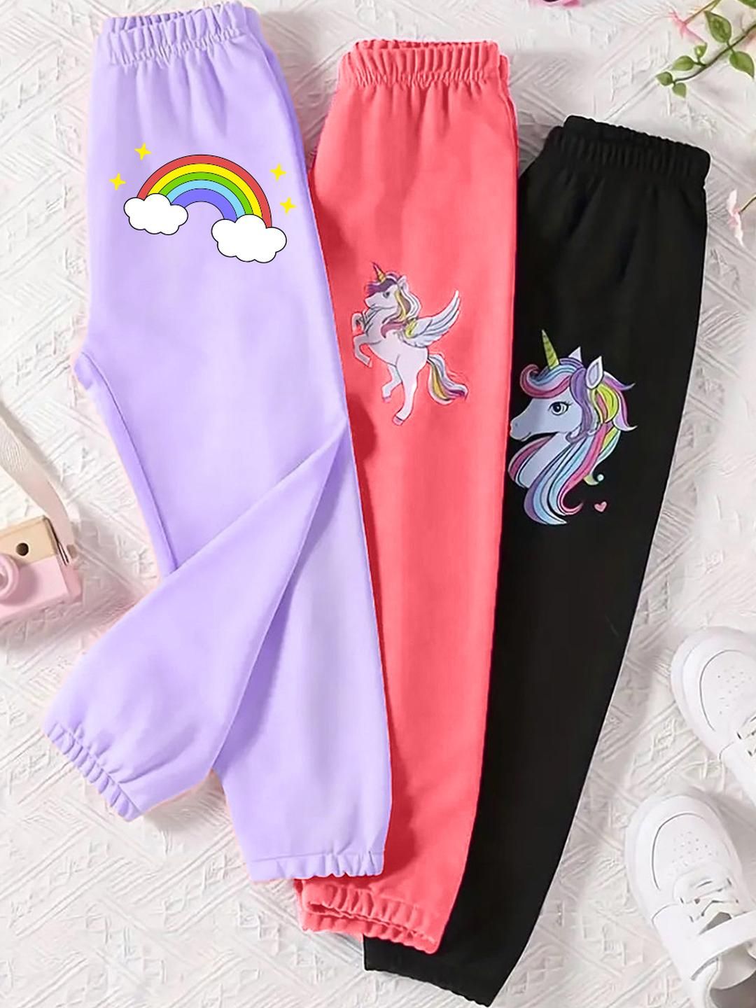 Girls Pack of 3 Printed Jogger Pant