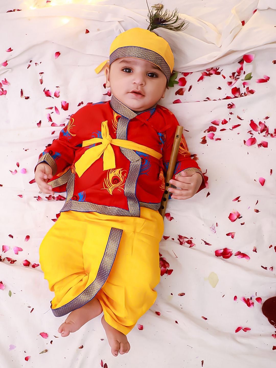 KID1 Boys Printed Angrakha Pure Cotton Kurta with Dhoti Pants