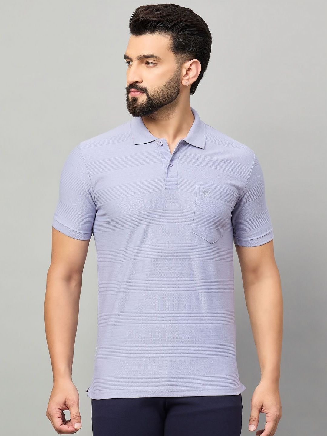 Duke Men Self Design Polo Collar Cotton T-shirt