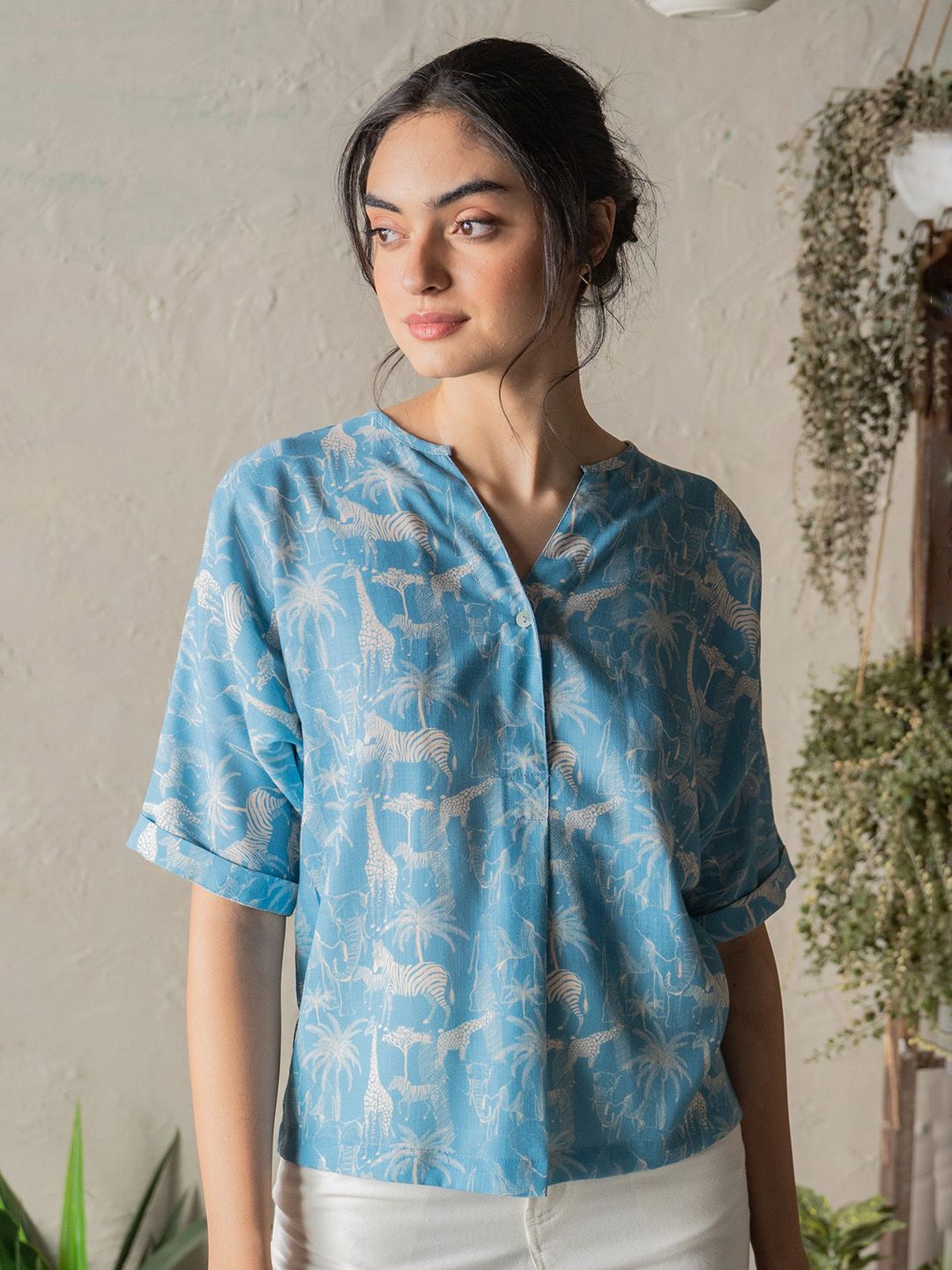 Canoopi MaasaiMaara Women Graphic Printed Cotton Shirt Style Top