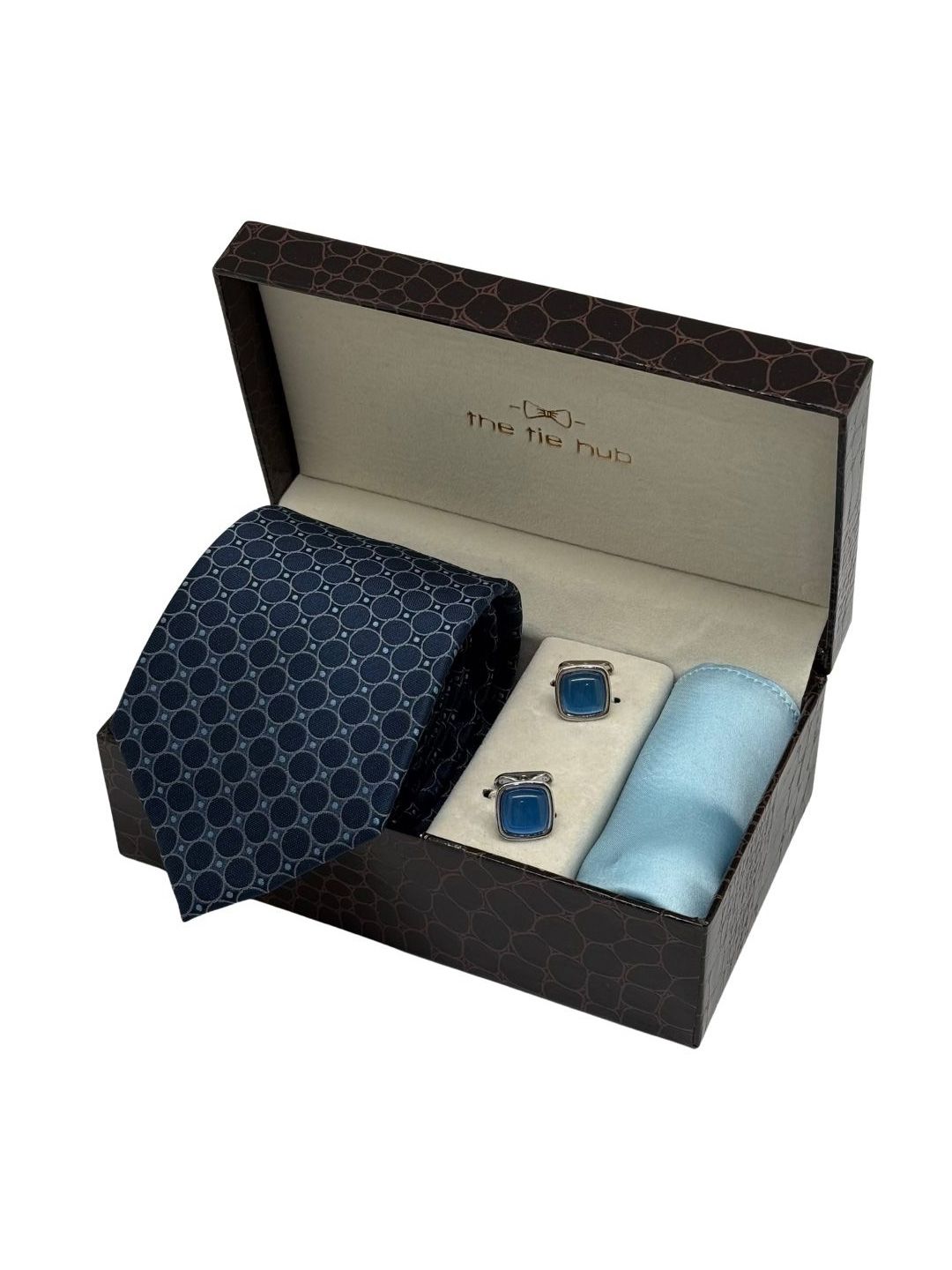 Buy The Tie Hub Men Accessory Gift Set Of Geometric Necktie With Cufflinks & Pocket Square -  - Accessories for Men