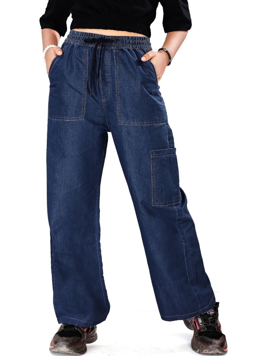 UNOseven Girls Denim Patch Cargo Pant