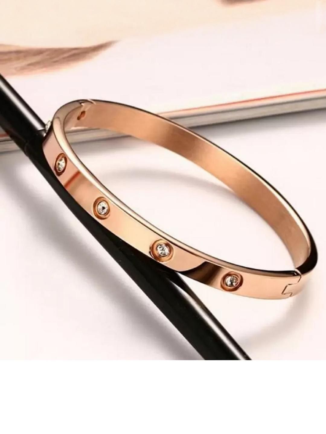 Women RoseGold-Plated American Diamond Kada Bracelet