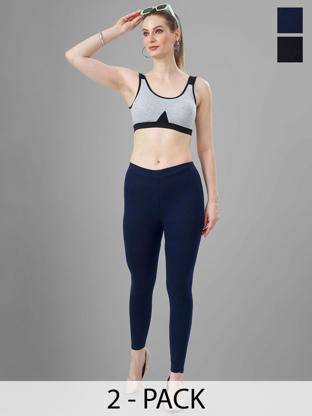 T19 Pack Of 2 4-Way Stretchable Ankle Length Leggings