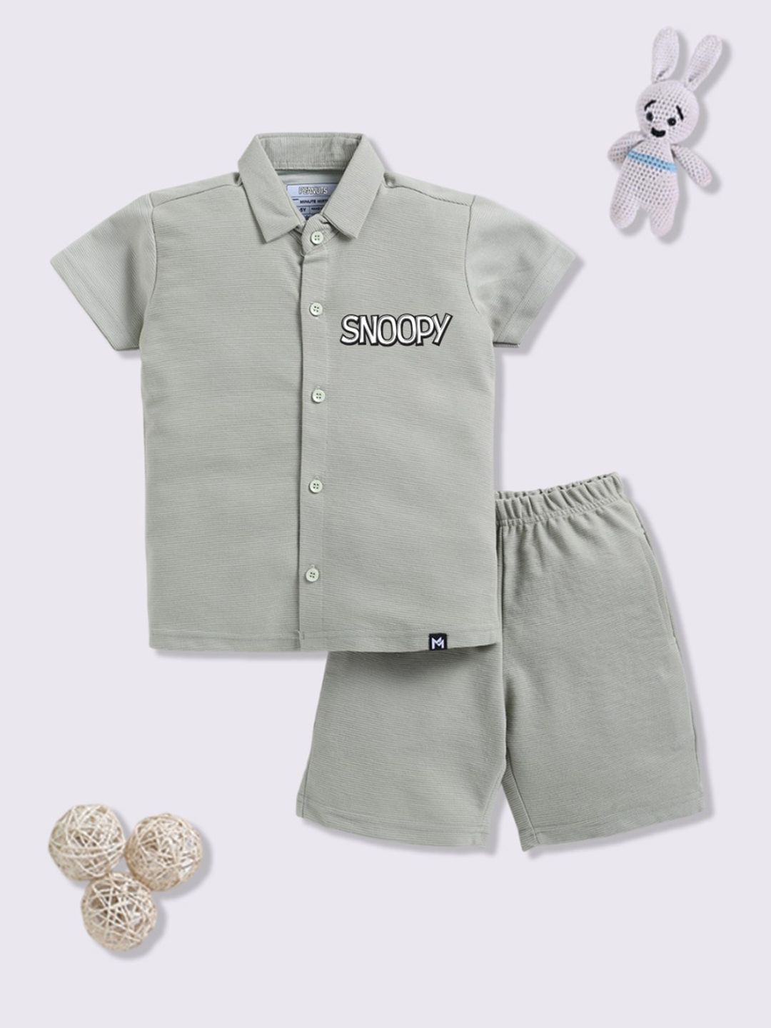 Buy YK X Minute Mirth Boys Snoopy Printed Shirt With Shorts -  - Apparel for Boys