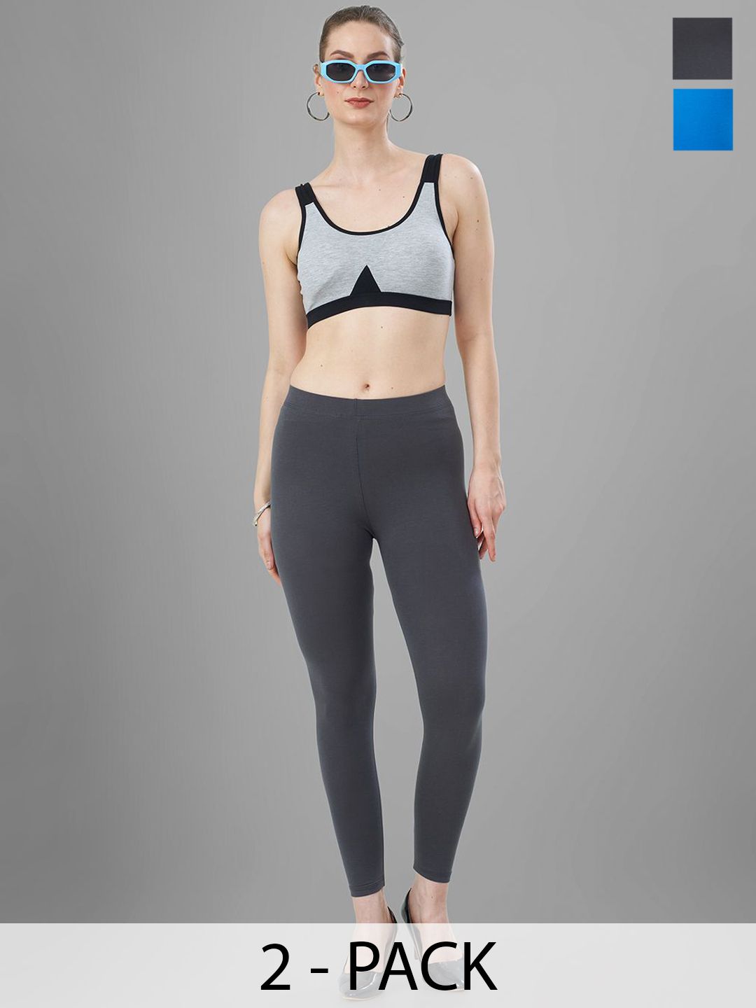 T19 Pack Of 2 4-Way Stretchable Ankle Length Leggings