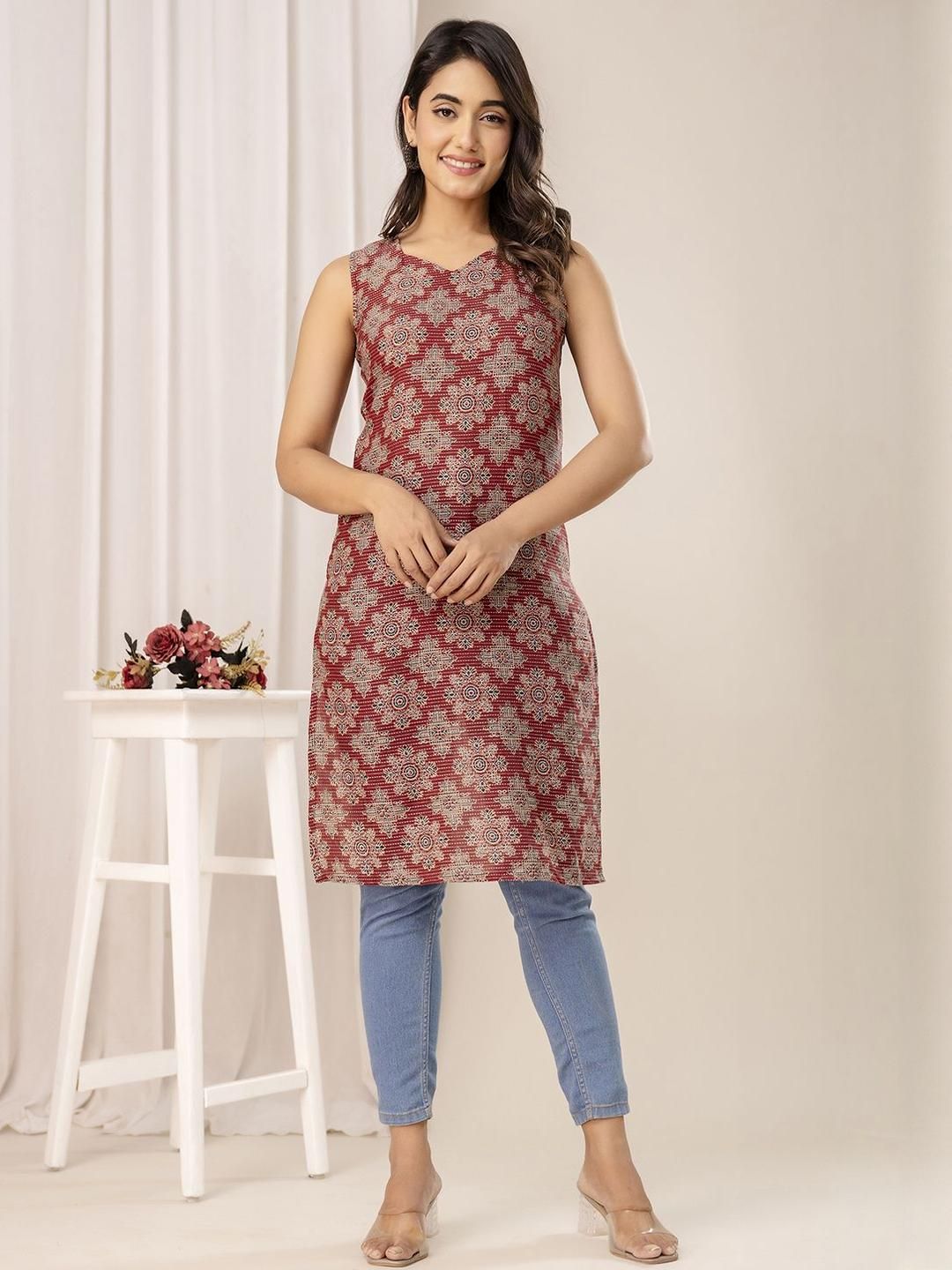 KEIYONA Women Ethnic Motifs Printed Straight Kurta