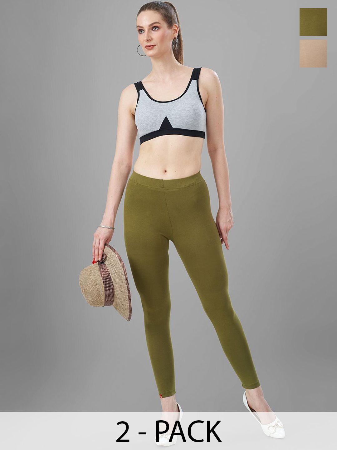 T19 Pack Of 2 4-Way Stretchable Ankle Length Leggings