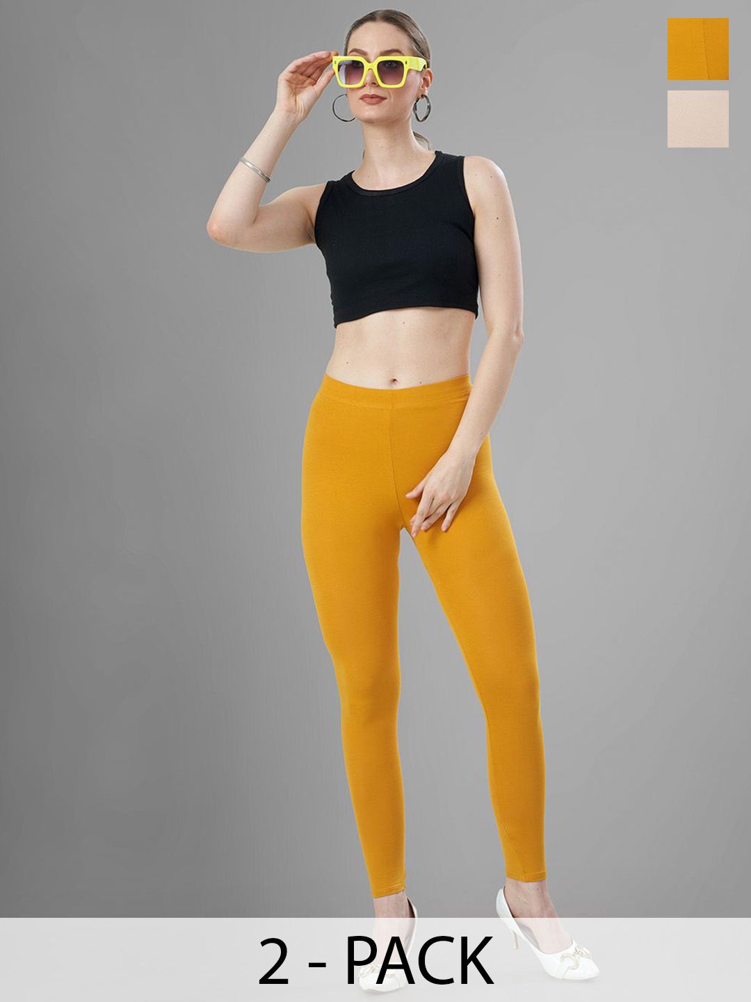 T19 Pack Of 2 4-Way Stretchable Ankle Length Leggings