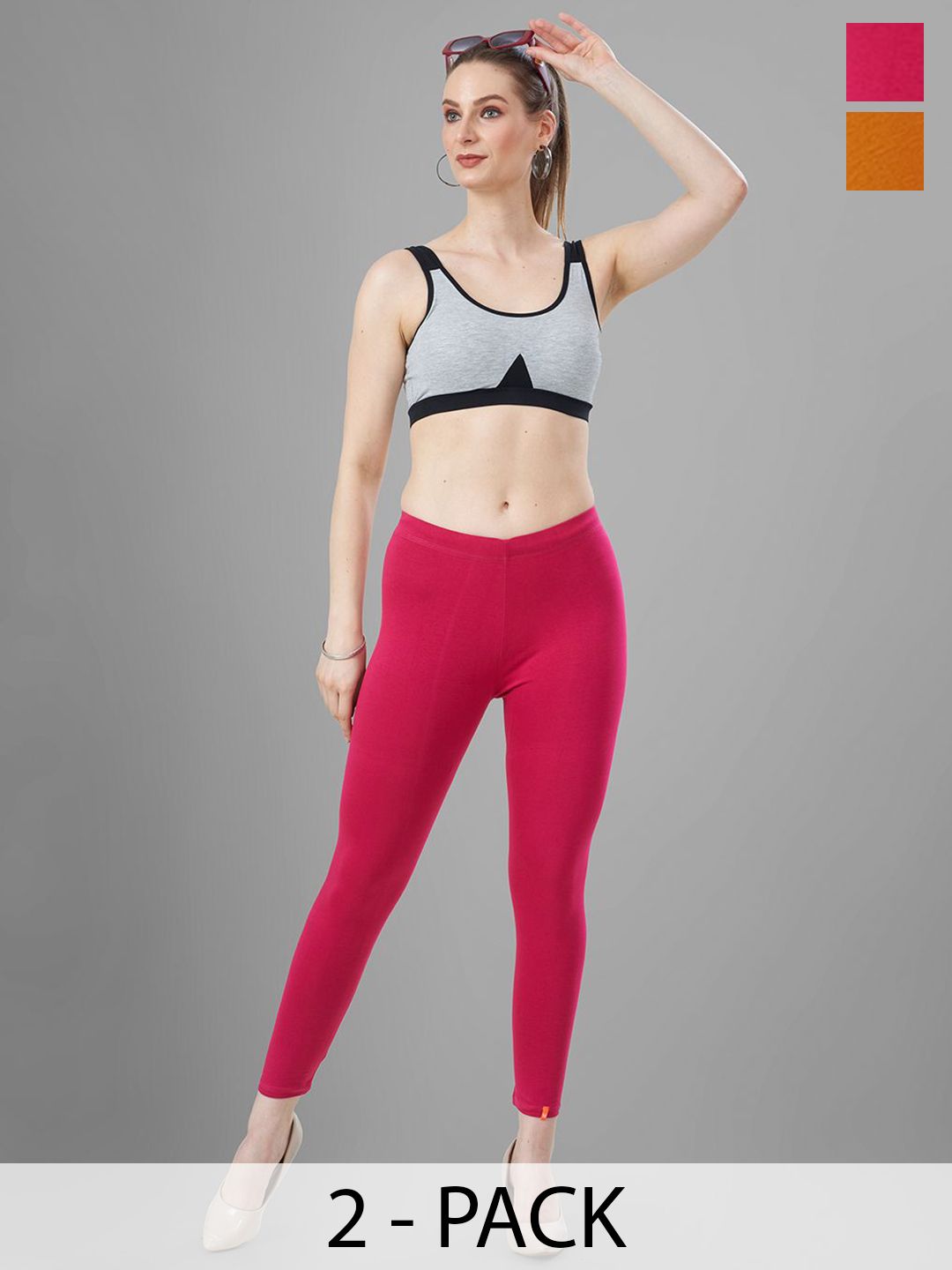 T19 Pack Of 2 4-Way Stretchable Ankle Length Leggings