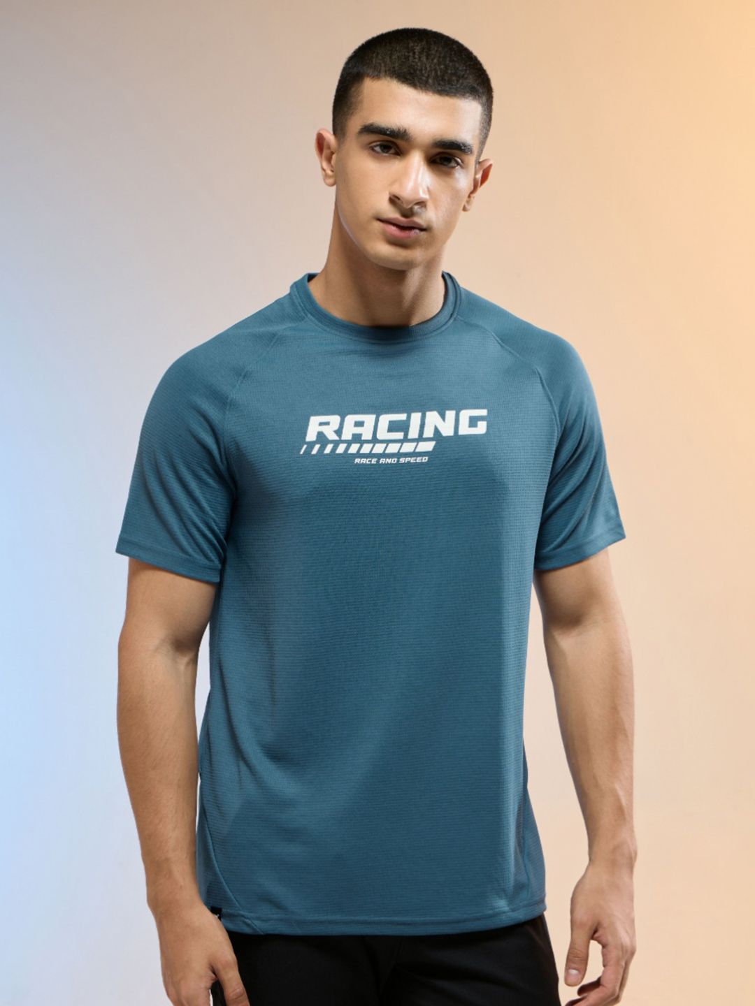 Technosport TECHNOCOOL+ Men Typography Printed Anti Static Slim Fit Sports T-shirt