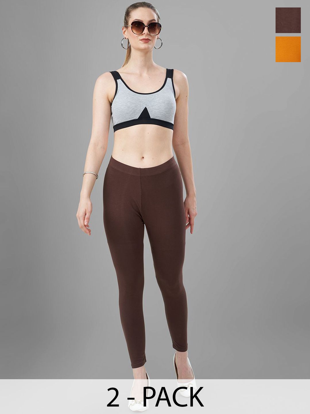 T19 Pack Of 2 4-Way Stretchable Ankle Length Leggings