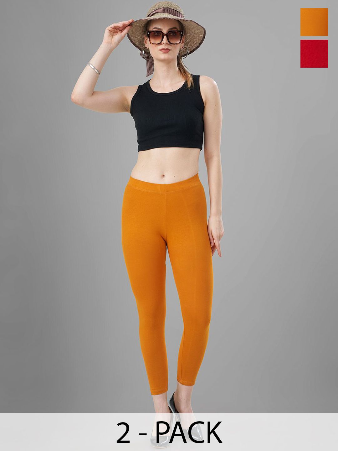 T19 Pack Of 2 4-Way Stretchable Ankle Length Leggings