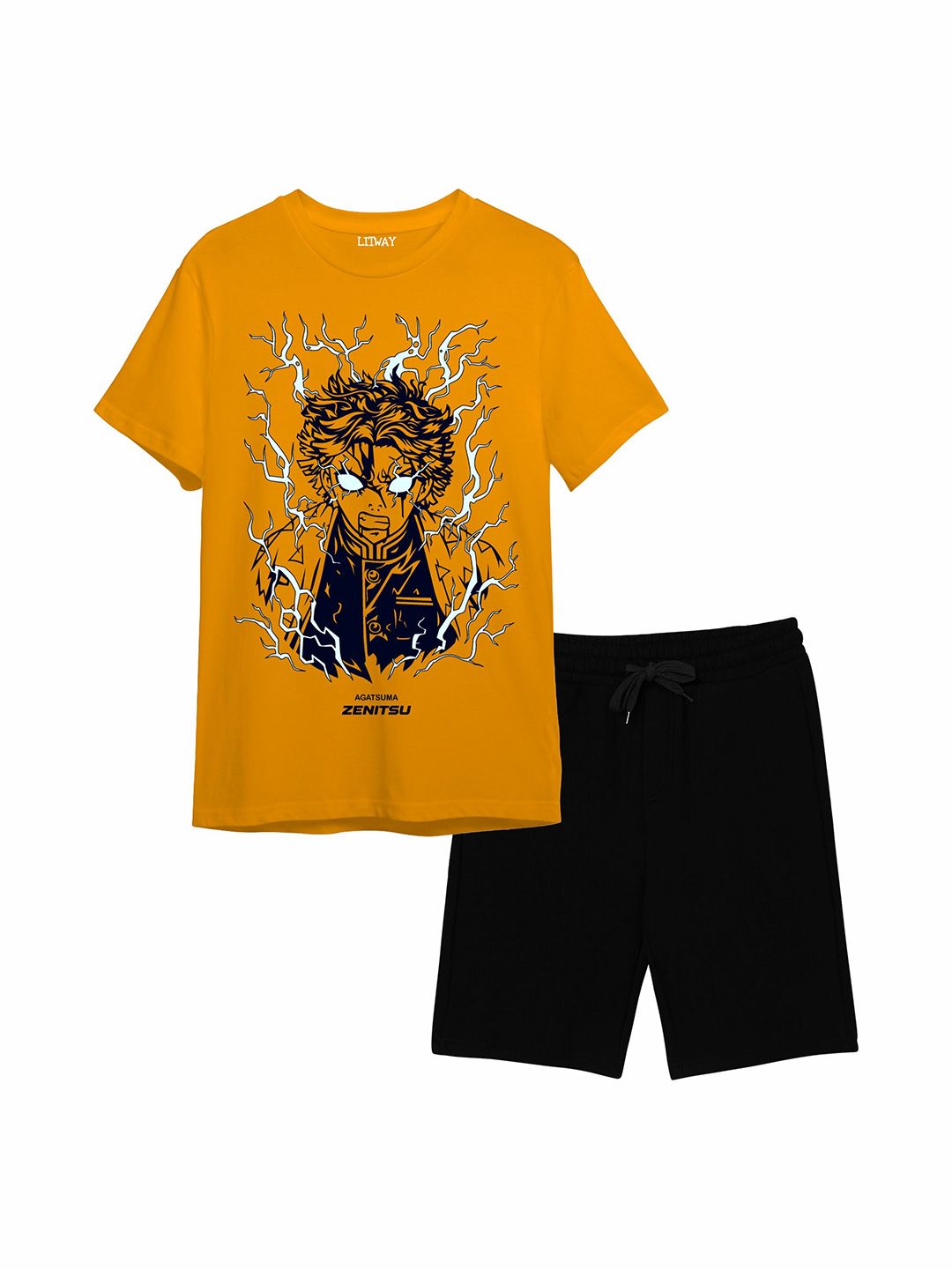 LITWAY Boys Printed Round Neck Pure Cotton T-Shirt & Shorts