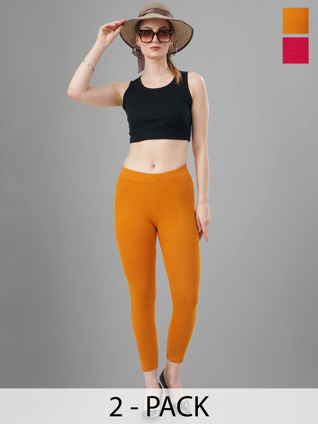 T19 Pack Of 2 4-Way Stretchable Ankle Length Leggings