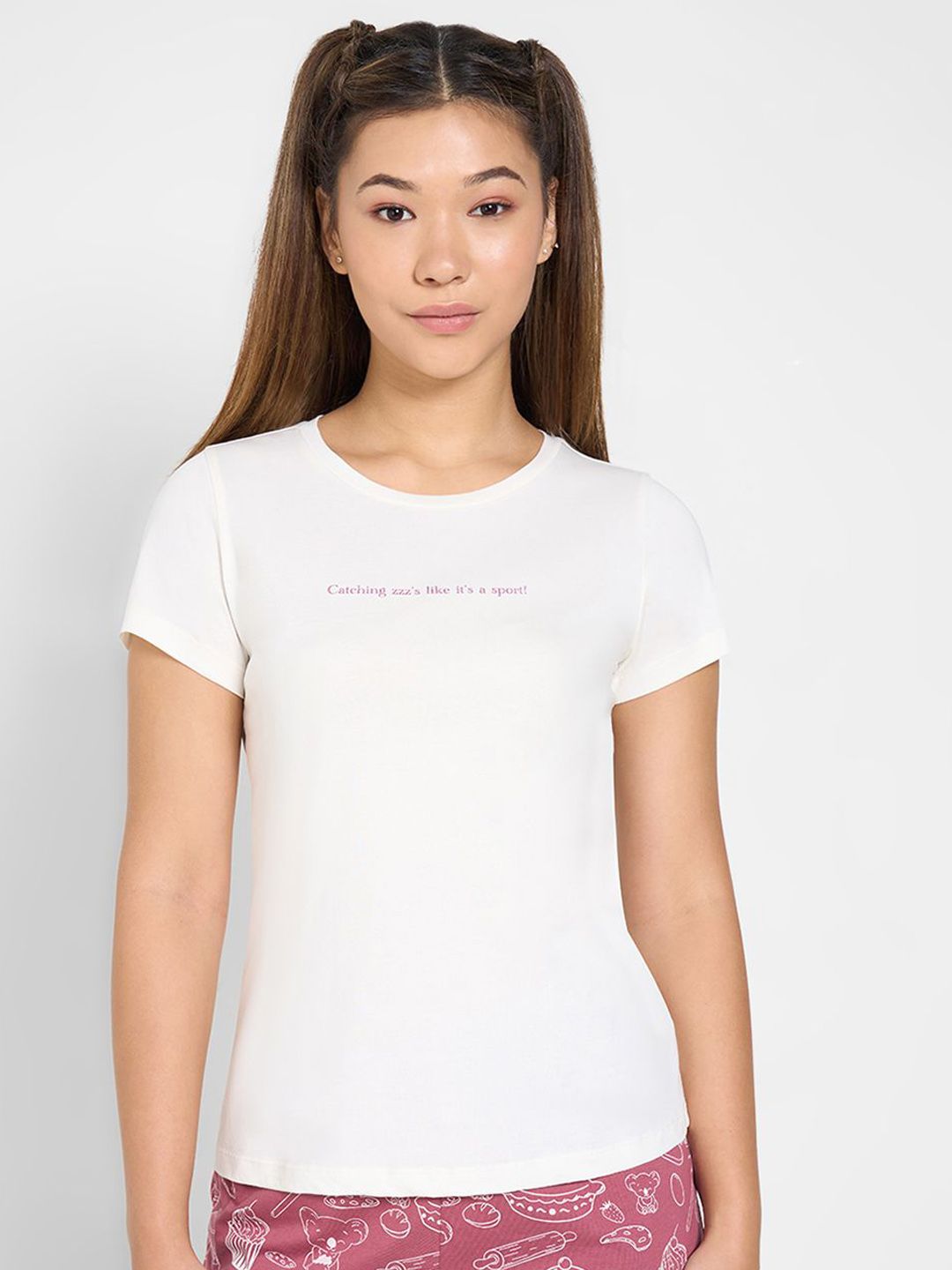 Dreamz by Pantaloons Printed Pure Cotton Round Neck Half Sleeve Lounge T-Shirt