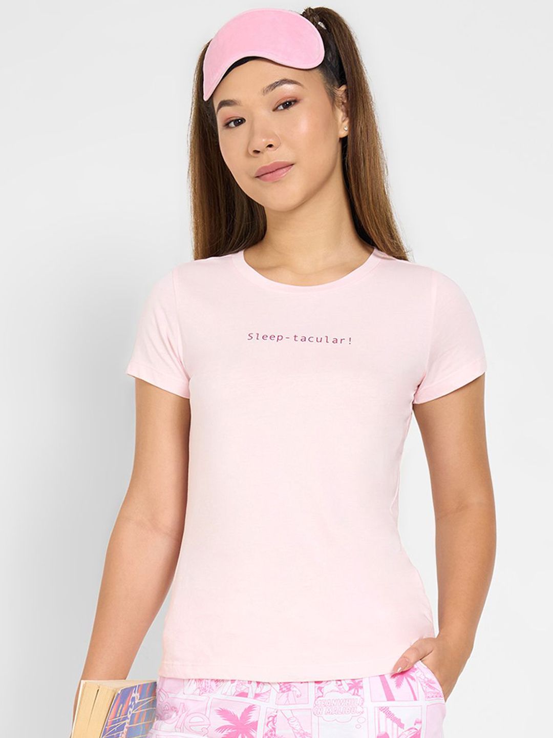 Dreamz by Pantaloons Printed Pure Cotton Round Neck Half Sleeve Lounge T-Shirt