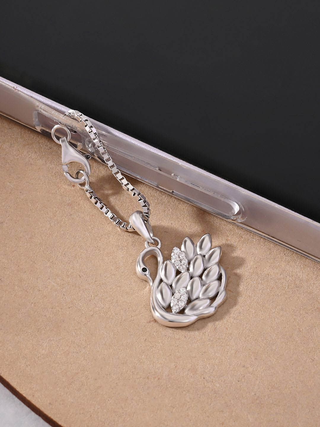 TOUCH925 925 Sterling Silver Sparkle Swan Charm