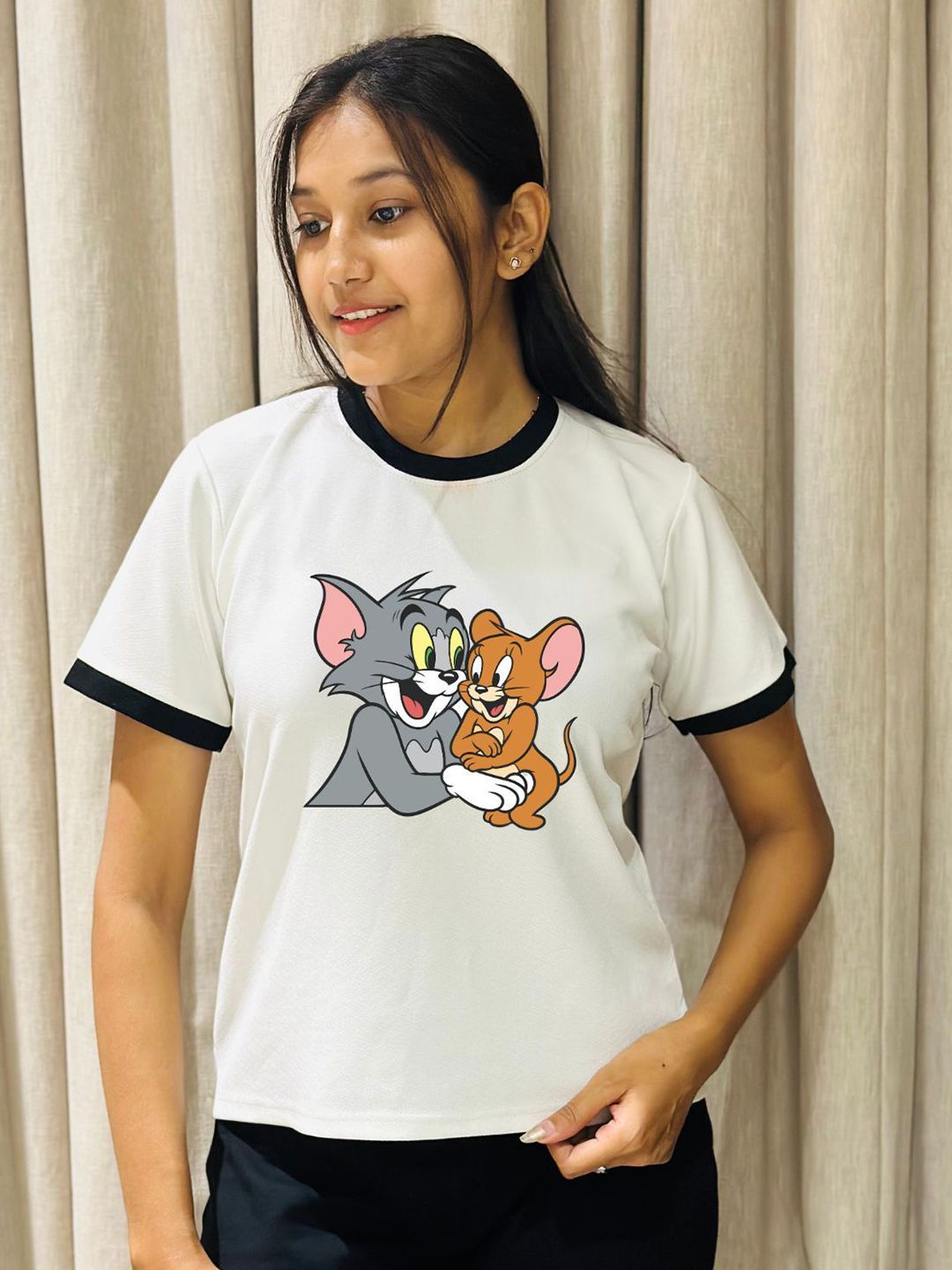 Moda Rapido Women Tom & Jerry Graphic Printed Round Neck T-shirt