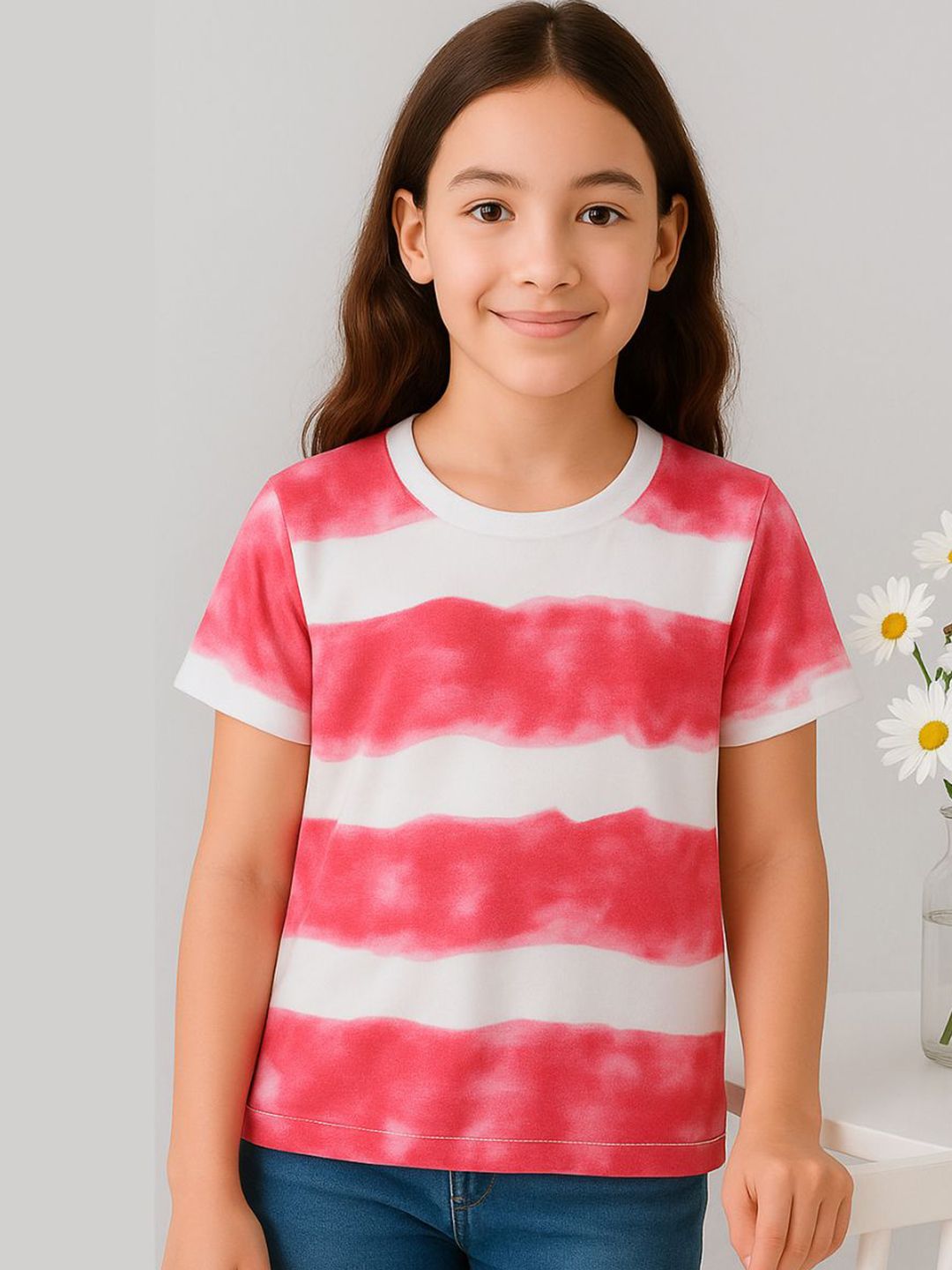 Googo Gaaga Girls Printed Round Neck Regular Fit Cotton T-shirt
