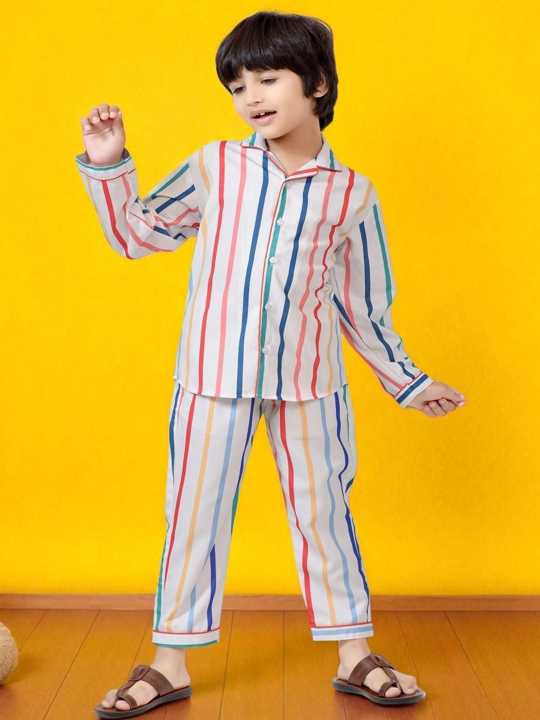 Club96 White Cotton Blend Printed Night suits