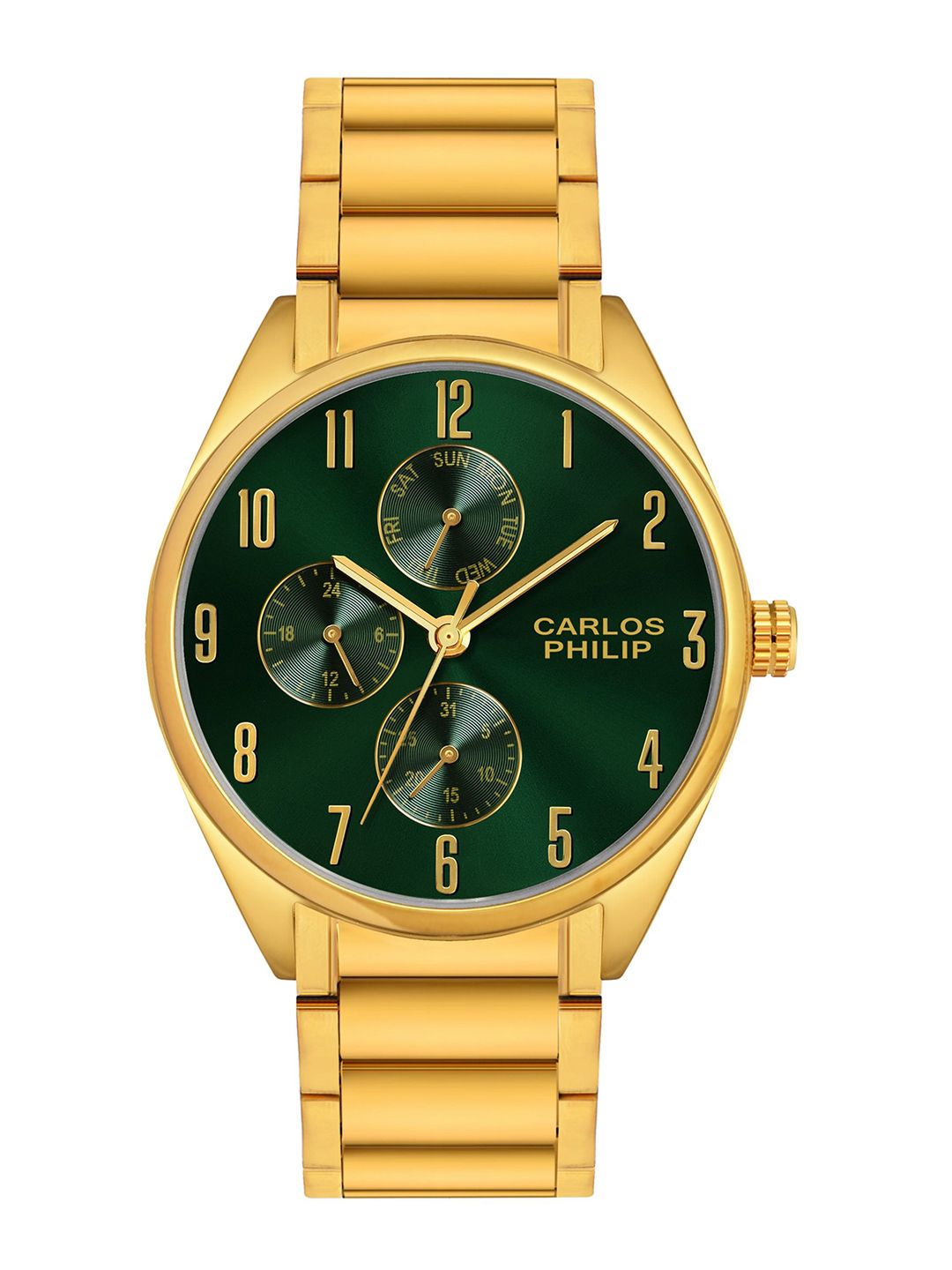 CARLOS PHILIP Men Bracelet Style Straps Analogue Watch Core RSG 16 Green IGP