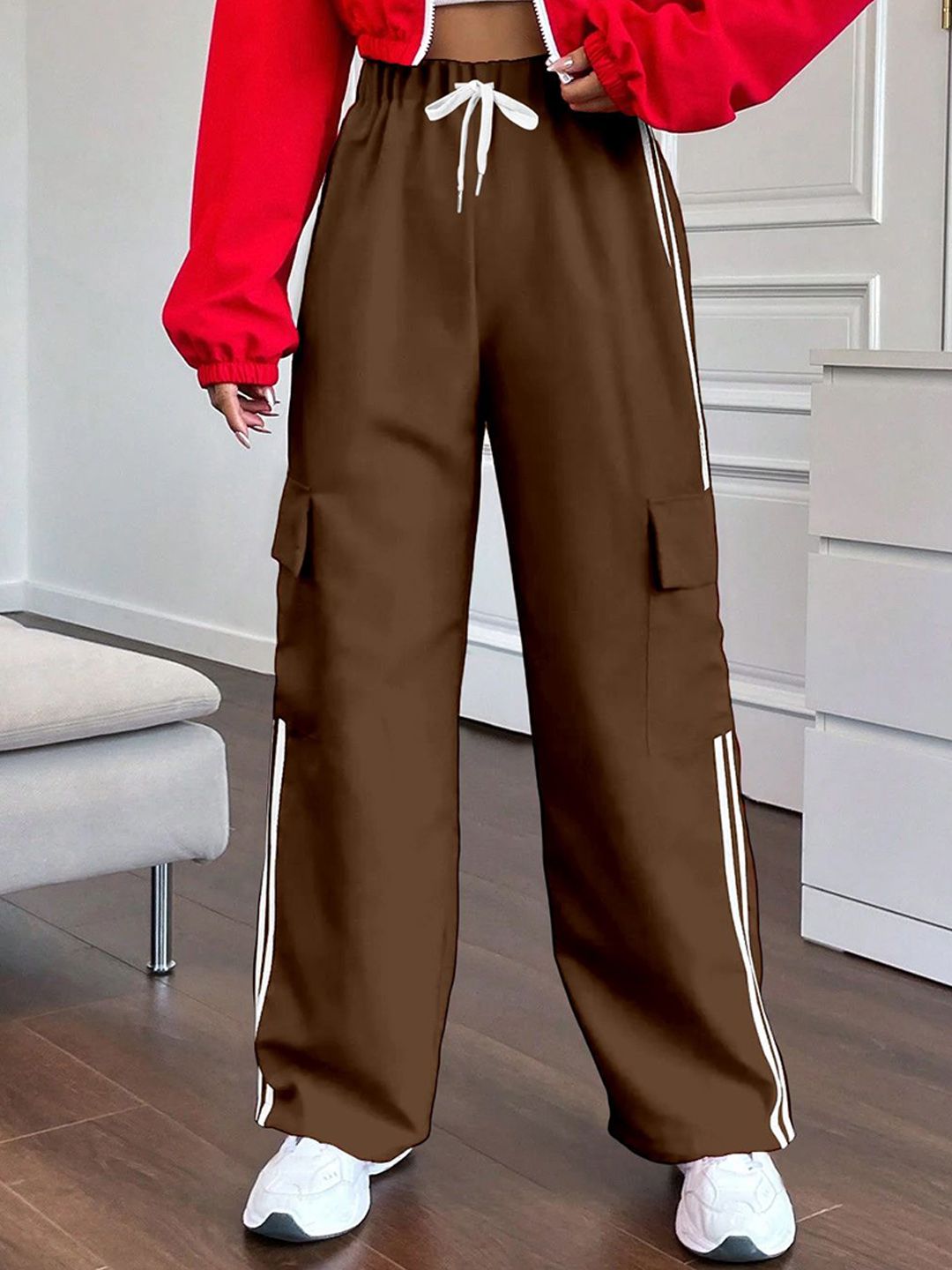 RAJOVATI Women Side Striped Relaxed Fit Cargo Track Pants