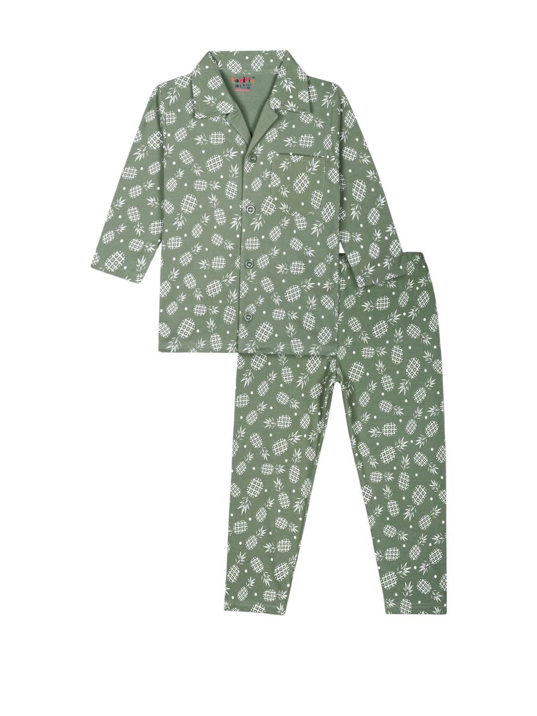 Unisex Kids Pure Cotton Full Sleeves Printed Night Suit, Sleepsuit for Kids