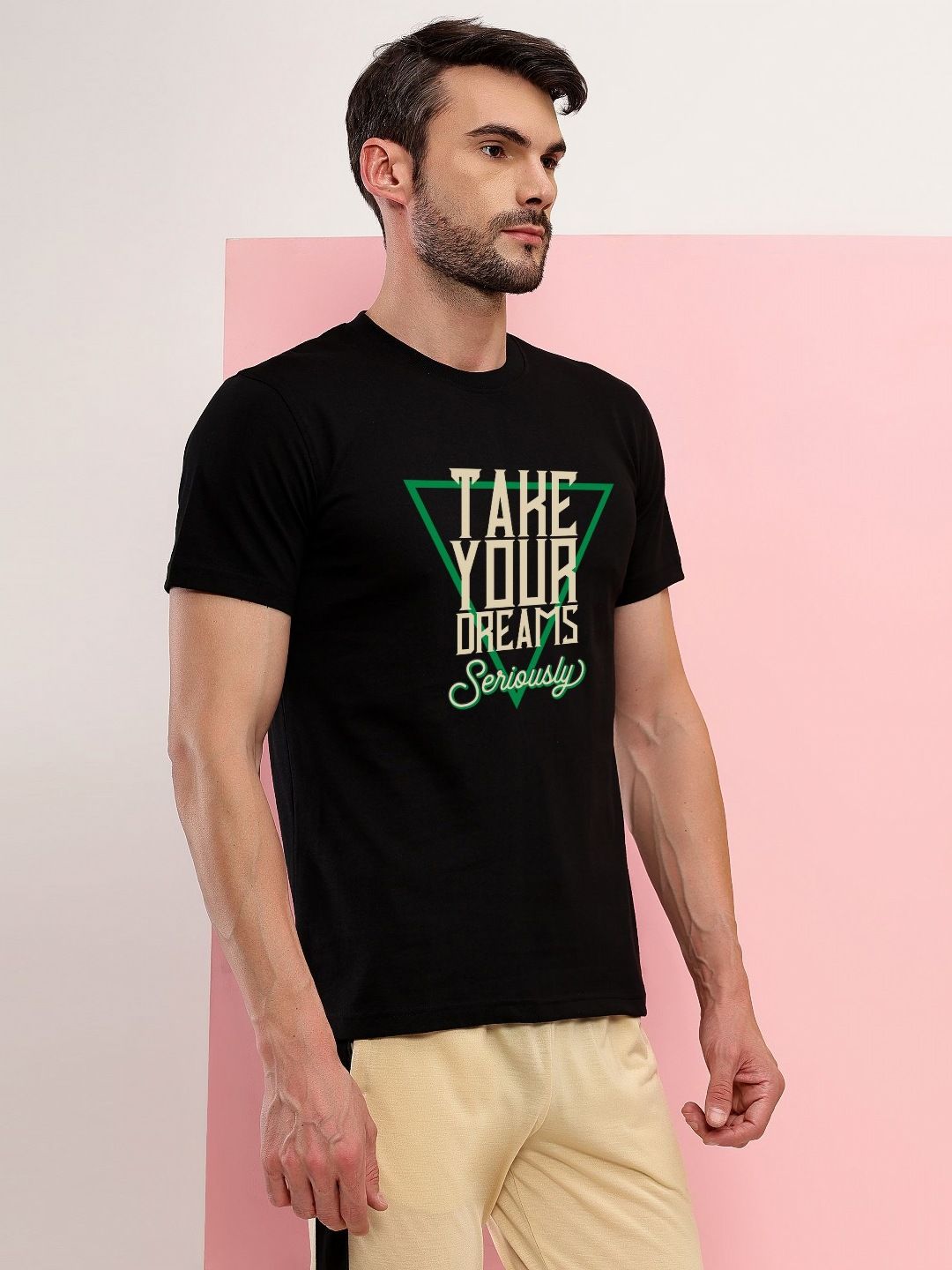 T.T. Men Typography Printed Round Neck Cotton T-shirt