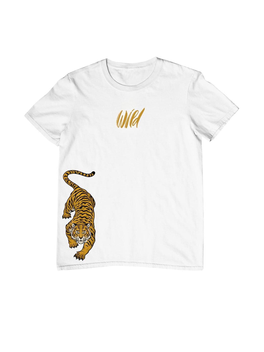 TeeSlix  Boys White Tiger Print Cotton T-shirt