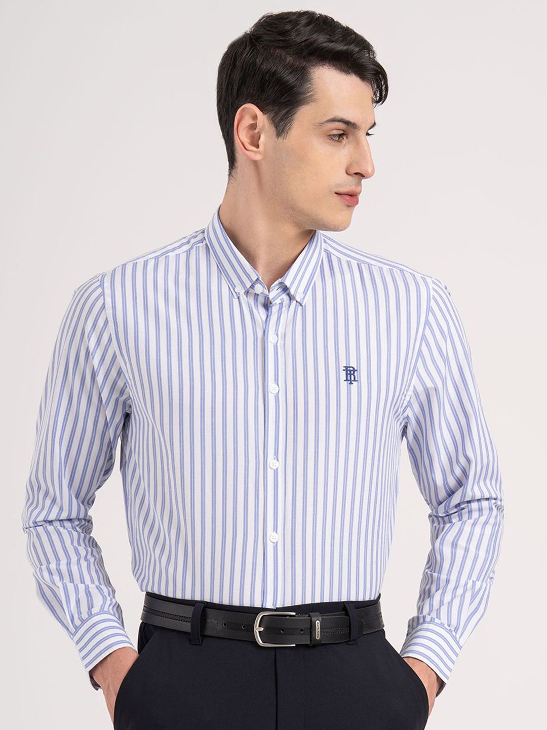 Red Tape Relaxed Fit Striped Spread Collar Long Sleeves Cotton Shirt
