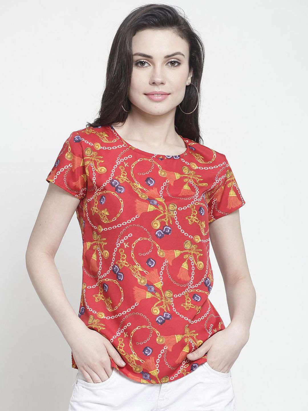 TANDUL Women Ethnic Motifs Print Round Neck Top