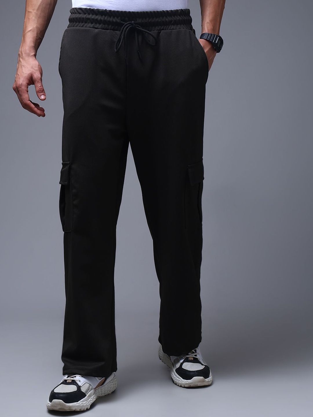 MADSTO Men Baggy-Fit Mid-Rise Track Pants