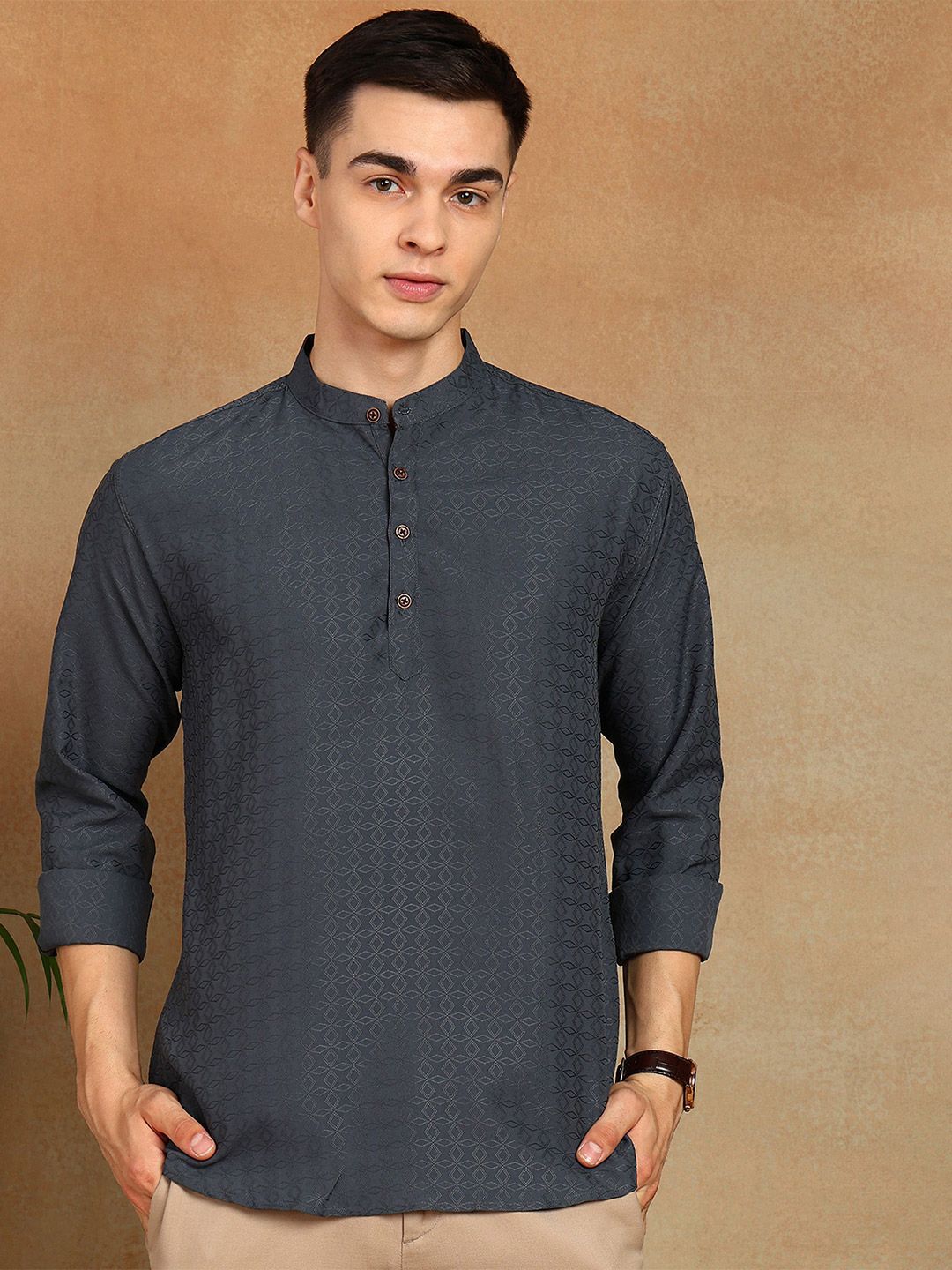 FUBAR Men Woven Design Daily Straight Kurta
