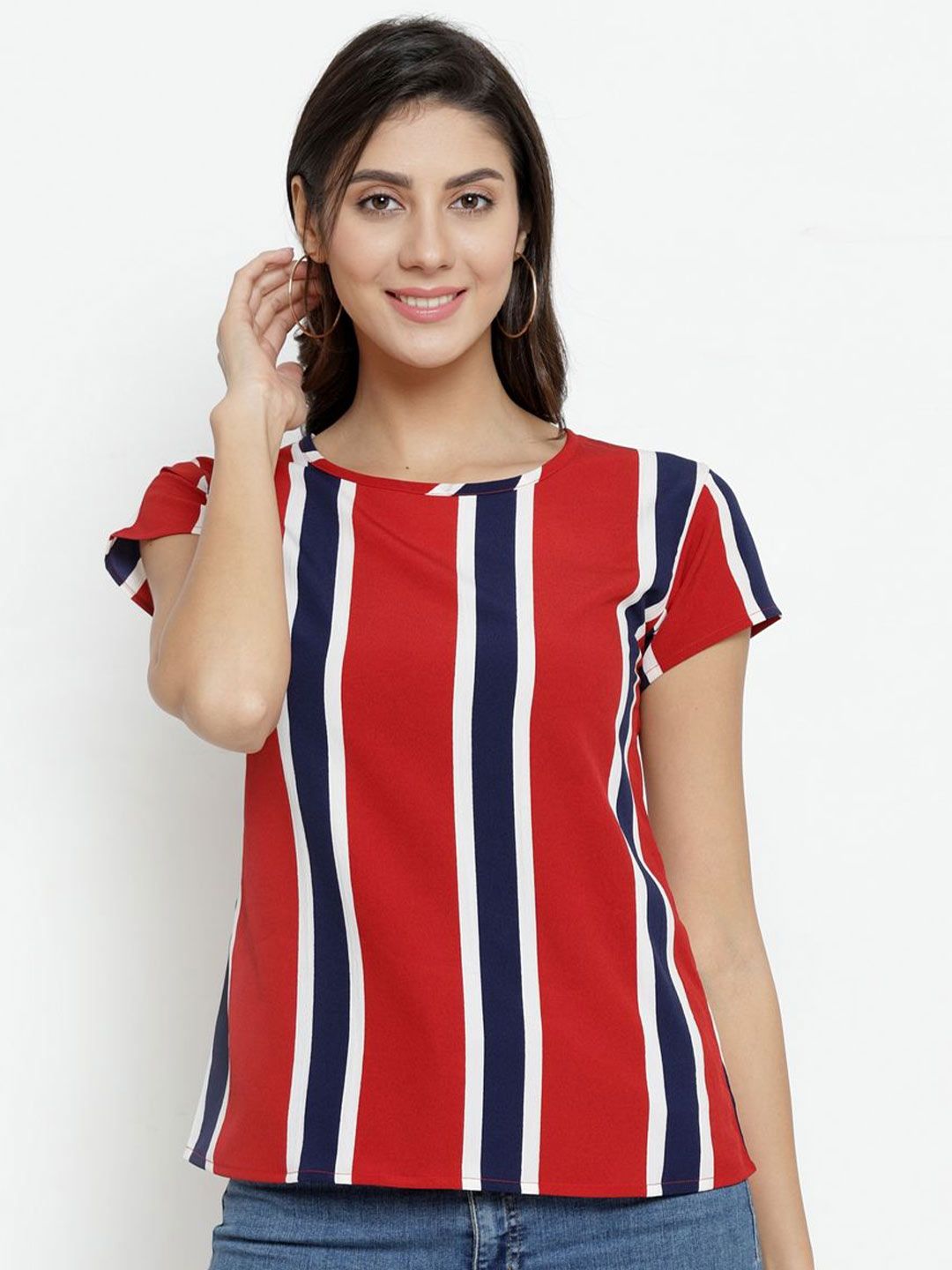 TANDUL Women Striped Round Neck Top