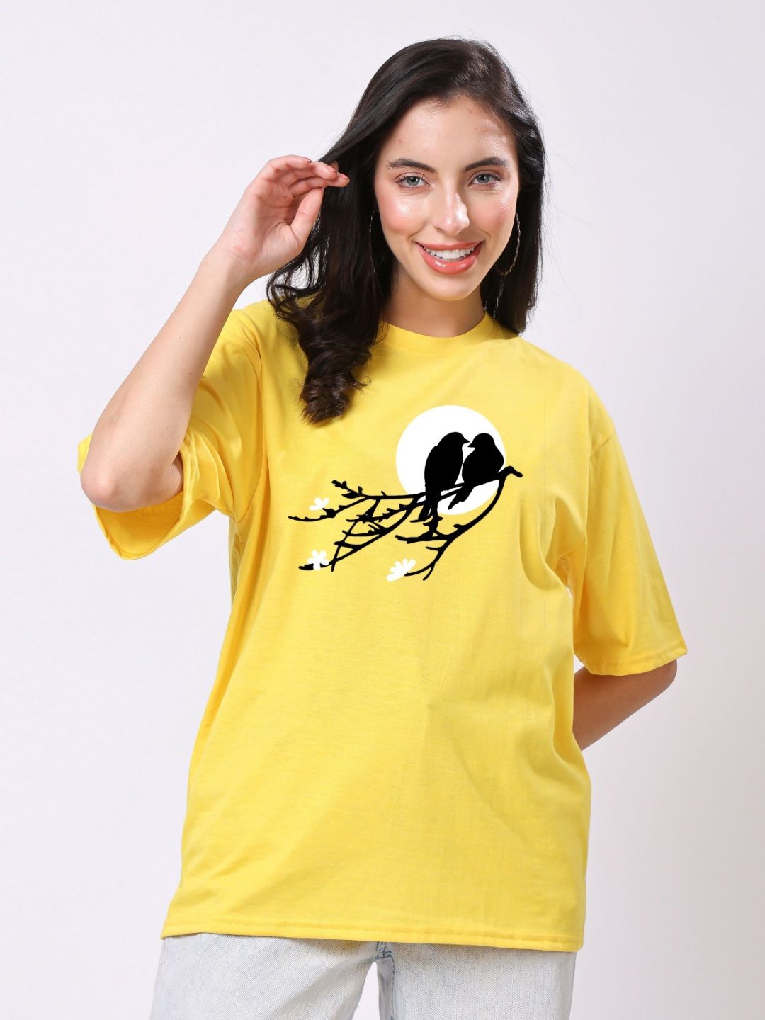 TQH Women Graphic Printed Round Neck Cotton Oversized T-shirt