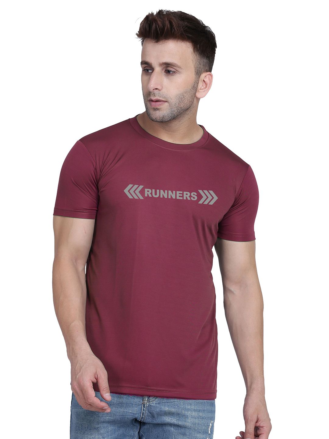 TQH Men Typography Printed Dri-FIT Slim Fit T-shirt