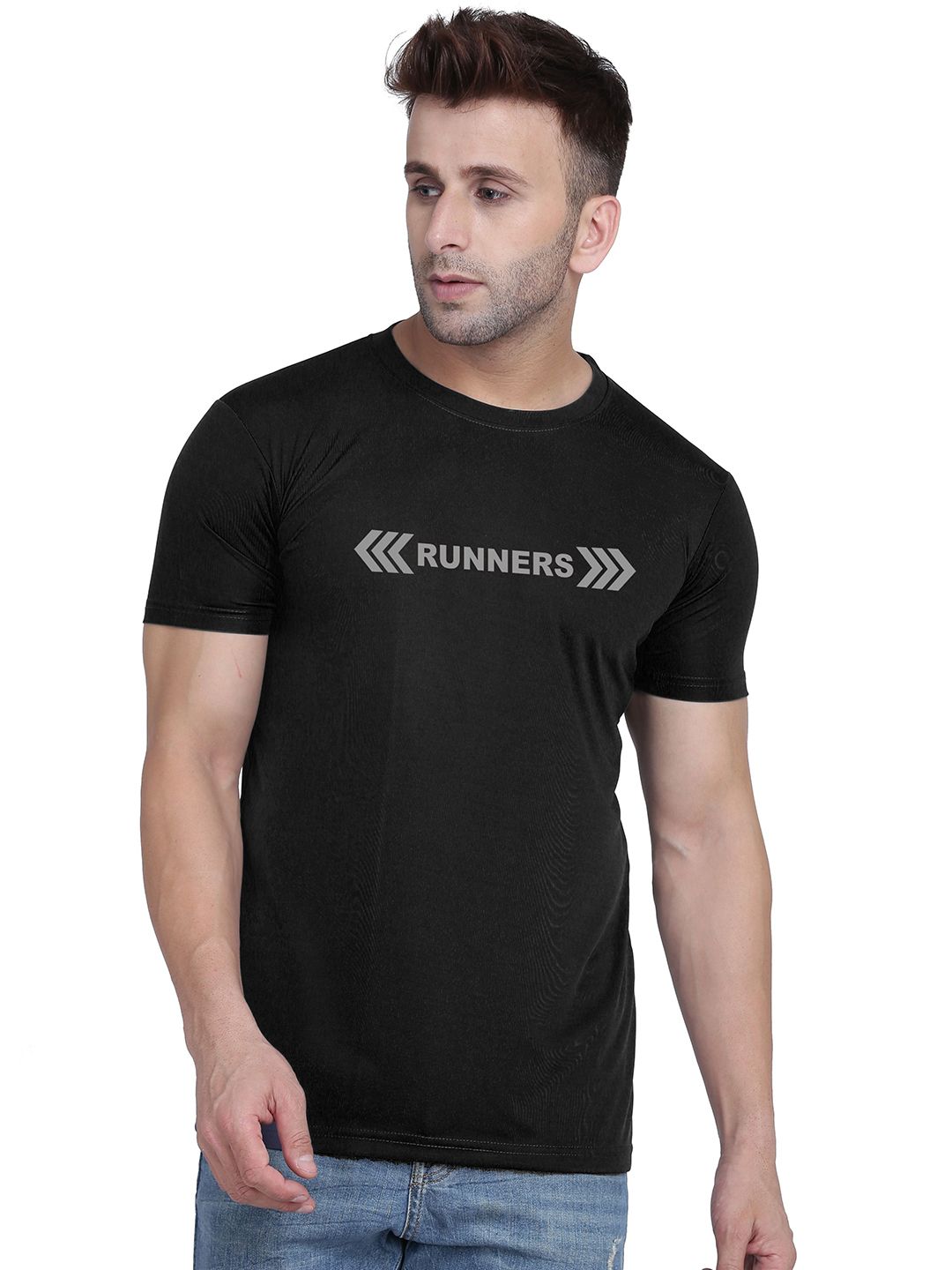 TQH Men Typography Printed Dri-FIT Slim Fit T-shirt