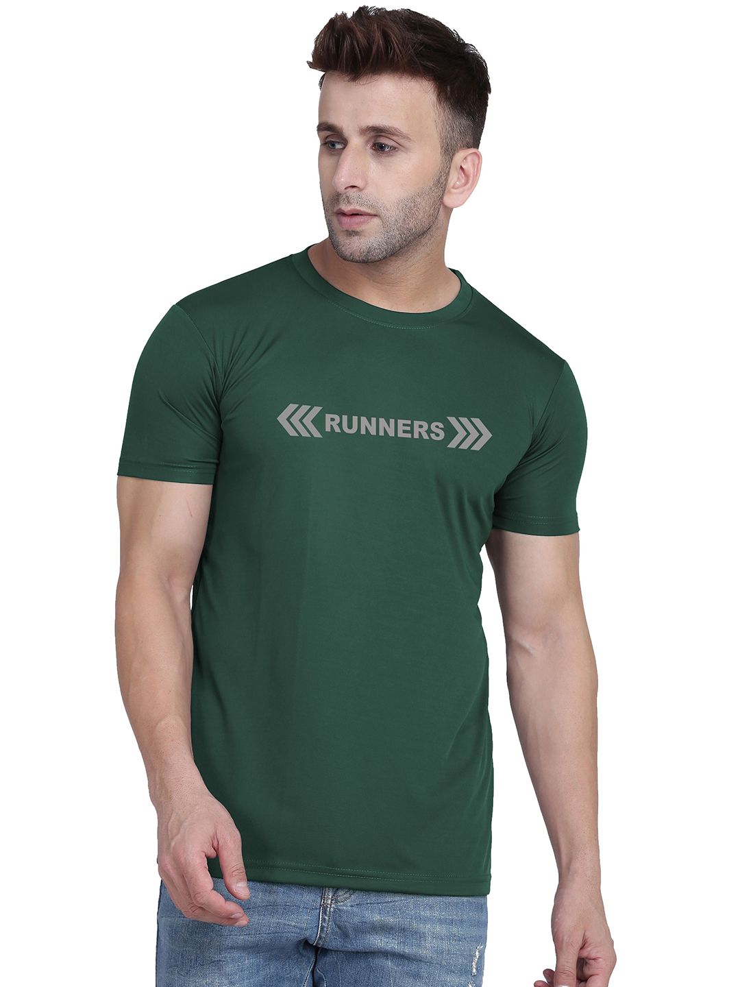 TQH Men Typography Printed Dri-FIT Slim Fit T-shirt