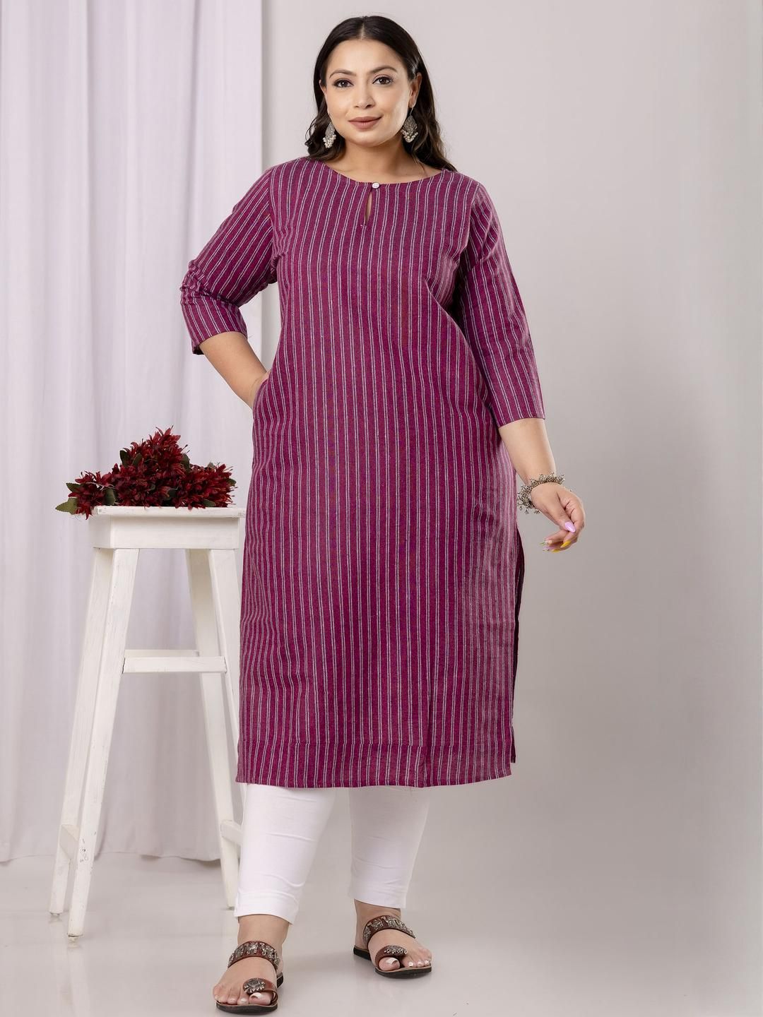 SHRITIKA Women Maroon Pure Cotton Kurtis