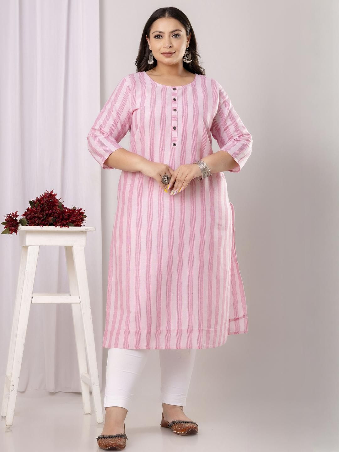 SHRITIKA Women Pink Pure Cotton Kurtis