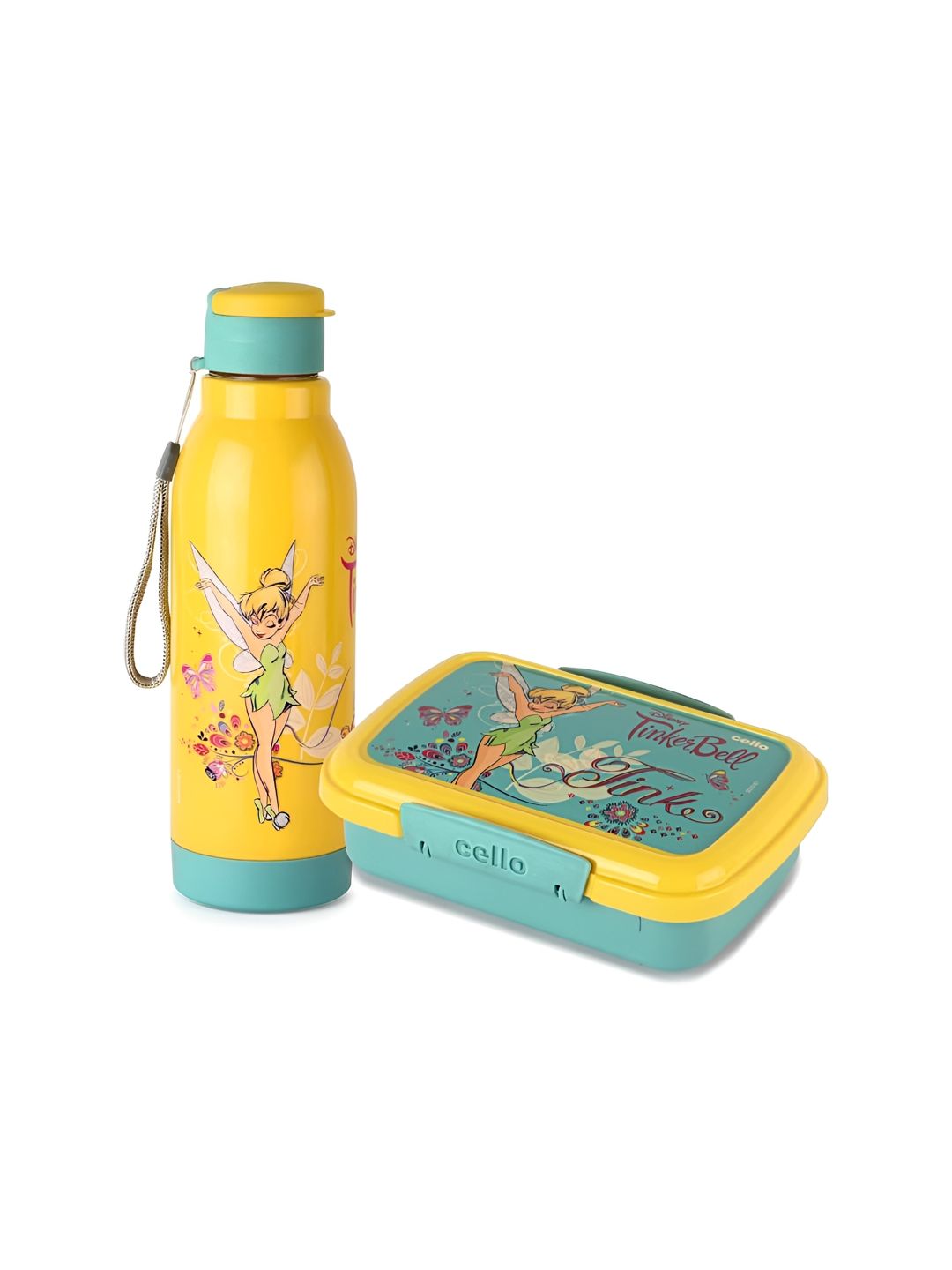 Cello Tiffy 2-Pieces Blue & Yellow Lunch Box & Water Bottle Set for Kids - 460 ml 400 ml