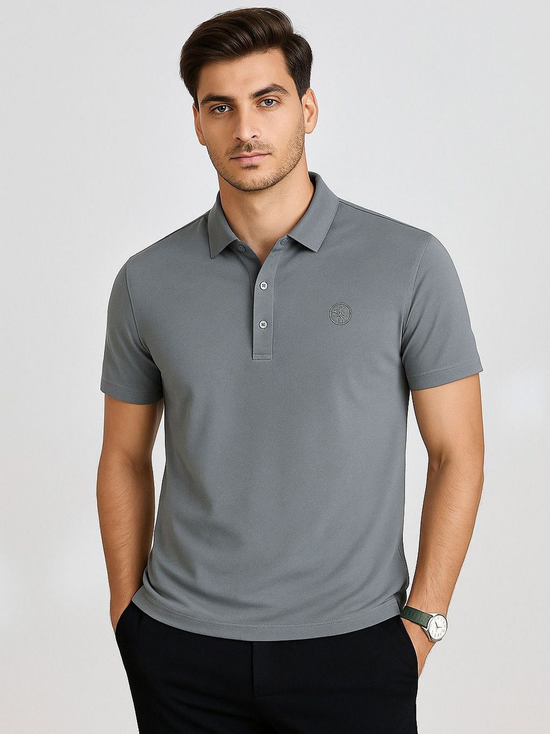 Moda Rapido Men Solid Polo Collar Cotton T-shirt